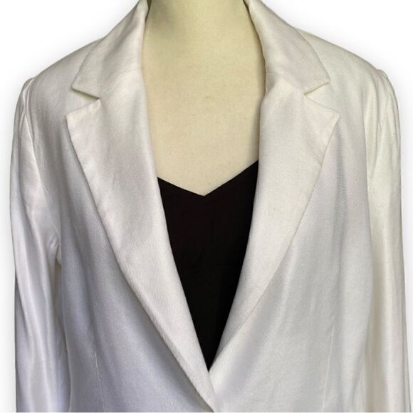 1901 Ecru White Linen Single-Button Blazer | Size 8 - Picture 3 of 13